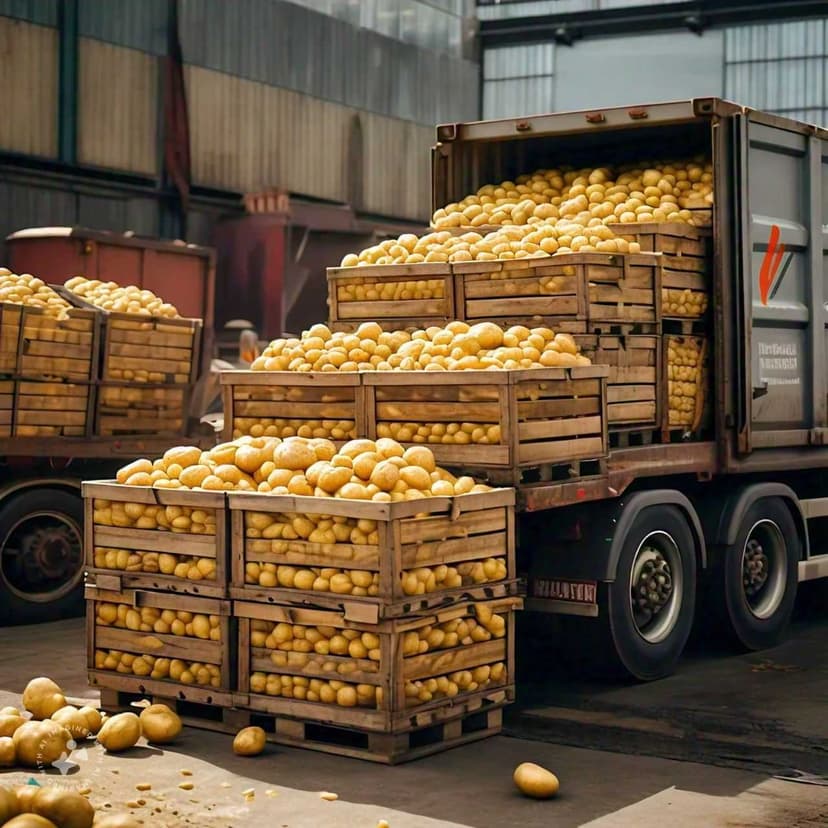 Image of high-quality potatoes prepared for export.