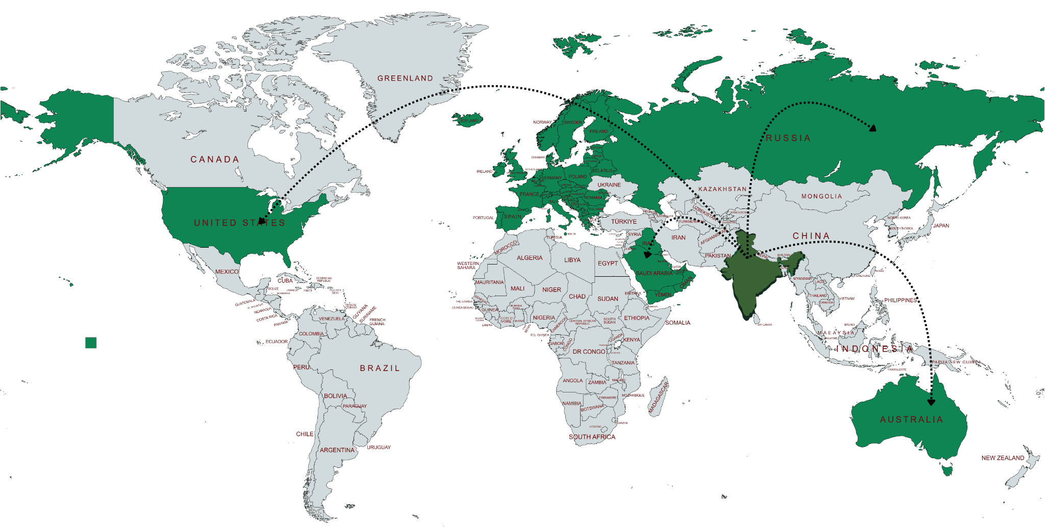 World Map of potato Export